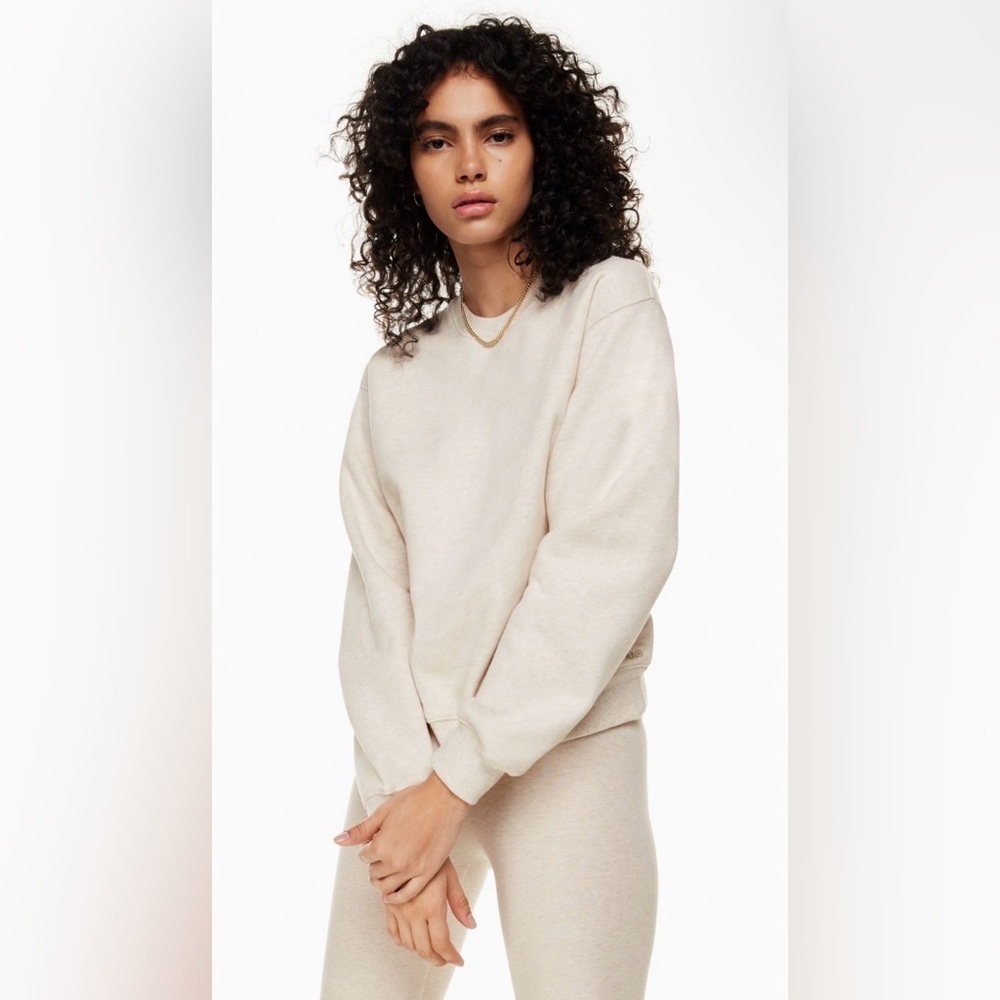 TNA Airy AF Fleece Boyfriend Crew Sweatshirt - Oatmeal